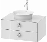 Duravit Meuble sous-vasque Tulip blanc WT499008585 80 x 55 cm, Weiß Hochglanz , suspendu, 2 tiroirs avec poignée, plaque console 2000