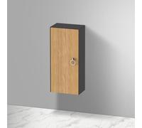 Duravit White Tulip armoire mi-hauteur, largeur 400 x profondeur 240mm, 1 arrêt de porte à gauche avec poignée, WT1323L, Coloris: Corps : graphite brillant, façade : chêne nature massif - WT1323LH5H1