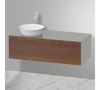 Duravit White Tulip, meuble sous-lavabo mural, largeur 1300 x profondeur 550mm, avec 1x tiroir, avec technologie tip-on, WT4977L7792, Couleur: Carrosserie : gris pierre soyeux mat, façade : noyer amér