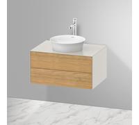 Duravit White Tulip, meuble sous-lavabo suspendu, largeur 800 x profondeur 550mm, avec 2 tiroirs, avec technologie tip-on, WT49850H539, Couleur: Corps : blanc nordique satiné, façade : chêne naturel m