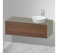 Duravit White Tulip, meuble sous-lavabo suspendu, largeur 1300 x profondeur 550mm, avec 2 tiroirs, avec technologie tip-on, WT4987R77H2, Couleur: Corps : gris pierre brillant, façade : noyer américain
