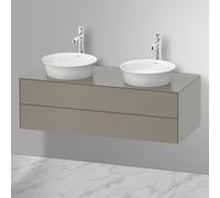 Duravit -vasque White Tulip WT4988B9292 130 x 55 cm, gris pierre satiné satiné, 2000 , 2 tiroirs, plaque console match1, vasque des deux côtés