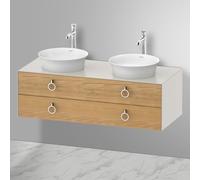 Duravit White Tulip, meuble sous-lavabo suspendu, largeur 1300 x profondeur 550mm, avec 2 tiroirs, avec poignée, WT4993BH539, Couleur: Corps : blanc nordique satiné, façade : chêne naturel massif