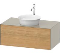 Duravit White Tulip, meuble sous-lavabo mural, largeur 1000 x profondeur 550mm, avec 1x tiroir, avec technologie tip-on, WT49760H560, Couleur: Corps : taupe silk mat, façade : chêne naturel massif