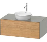 Duravit White Tulip, meuble sous-lavabo mural, largeur 1000 x profondeur 550mm, avec 1x tiroir, avec technologie tip-on, WT49760H592, Couleur: Corps : gris pierre soie mat, façade : chêne naturel mass