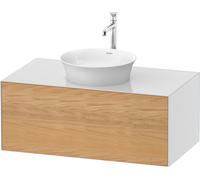 Duravit White Tulip, meuble sous-lavabo mural, largeur 1000 x profondeur 550mm, avec 1x tiroir, avec technologie tip-on, WT49760H585, Couleur: Corps : blanc brillant, façade : chêne nature massif