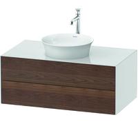 Duravit White Tulip, meuble sous-lavabo mural, largeur 1000 x profondeur 550mm, avec 2 tiroirs, avec technologie Tip-on, WT498607785, Couleur: Corps : Blanc brillant, Façade : Noyer américain massif
