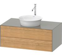 Duravit White Tulip, meuble sous-lavabo mural, largeur 1000 x profondeur 550mm, avec 2 tiroirs, avec technologie Tip-on, WT49860H592, Couleur: Corps : gris pierre soie mat, façade : chêne naturel mass