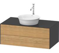 Duravit White Tulip, meuble sous-lavabo mural, largeur 1000 x profondeur 550mm, avec 2 tiroirs, avec technologie Tip-on, WT49860H558, Couleur: Corps : graphite satiné, façade : chêne naturel massif
