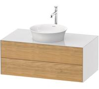 Duravit White Tulip, meuble sous-lavabo mural, largeur 1000 x profondeur 550mm, avec 2 tiroirs, avec technologie Tip-on, WT49860H585, Couleur: Corps : blanc brillant, façade : chêne nature massif