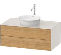 Duravit White Tulip, meuble sous-lavabo mural, largeur 1000 x profondeur 550mm, avec 2 tiroirs, avec technologie Tip-on, WT49860H539, Couleur: Corps : blanc nordique satiné, façade : chêne naturel mas