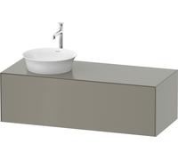 Duravit White Tulip, meuble sous-lavabo mural, largeur 1300 x profondeur 550mm, avec 1x tiroir, avec technologie tip-on, WT4977L9292, Couleur: Gris pierre Vernis satiné mat Soie
