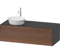 Duravit White Tulip, meuble sous-lavabo mural, largeur 1300 x profondeur 550mm, avec 1x tiroir, avec technologie tip-on, WT4977L7758, Couleur: Corps : graphite satiné, façade : noyer américain massif