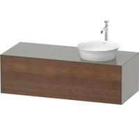 Duravit White Tulip, meuble sous-lavabo mural, largeur 1300 x profondeur 550mm, avec 1x tiroir, avec technologie tip-on, WT4977R7792, Couleur: Carrosserie : gris pierre soyeux mat, façade : noyer amér