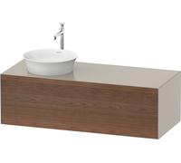 Duravit White Tulip, meuble sous-lavabo mural, largeur 1300 x profondeur 550mm, avec 1x tiroir, avec technologie tip-on, WT4977L7760, Couleur: Corps : Taupe silk mat, façade : noyer américain massif