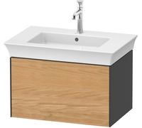 Duravit White Tulip, meuble sous-lavabo mural, largeur 684 x profondeur 458mm, avec 1x tiroir, avec technologie tip-on, WT42410H5H1, Couleur: Corps : graphite brillant, façade : chêne nature massif
