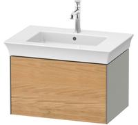 Duravit White Tulip, meuble sous-lavabo mural, largeur 684 x profondeur 458mm, avec 1x tiroir, avec technologie tip-on, WT42410H592, Couleur: Corps : gris pierre soie mat, façade : chêne naturel massi