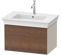 Duravit White Tulip, meuble sous-lavabo mural, largeur 684 x profondeur 458mm, avec 1x tiroir, avec technologie tip-on, WT424107760, Couleur: Corps : Taupe silk mat, façade : noyer américain massif