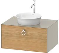 Duravit White Tulip, meuble sous-lavabo mural, largeur 800 x profondeur 550mm, avec 1x coulissant, avec poignée, WT49800H560, Couleur: Corps : taupe silk mat, façade : chêne naturel massif
