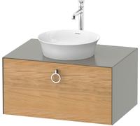 Duravit White Tulip, meuble sous-lavabo mural, largeur 800 x profondeur 550mm, avec 1x coulissant, avec poignée, WT49800H592, Couleur: Corps : gris pierre soie mat, façade : chêne naturel massif