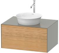 Duravit White Tulip, meuble sous-lavabo mural, largeur 800 x profondeur 550mm, avec 1x tiroir, avec technologie tip-on, WT49750H592, Couleur: Corps : gris pierre soie mat, façade : chêne naturel massi
