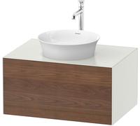 Duravit White Tulip, meuble sous-lavabo mural, largeur 800 x profondeur 550mm, avec 1x tiroir, avec technologie tip-on, WT497507736, Couleur: Carrosserie : Soie blanche mate, Façade : Noyer américain