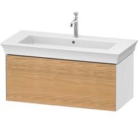 Duravit White Tulip, meuble sous-lavabo mural, largeur 984 x profondeur 458mm, avec 1x tiroir, avec technologie tip-on, WT42420H585, Couleur: Corps : blanc brillant, façade : chêne nature massif
