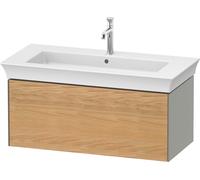 Duravit White Tulip, meuble sous-lavabo mural, largeur 984 x profondeur 458mm, avec 1x tiroir, avec technologie tip-on, WT42420H592, Couleur: Corps : gris pierre soie mat, façade : chêne naturel massi