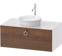 Duravit White Tulip, meuble sous-lavabo suspendu, largeur 1000 x profondeur 550mm, avec 1x coulissant, avec poignée, WT498107785, Couleur: Corps : Blanc brillant, Façade : Noyer américain massif