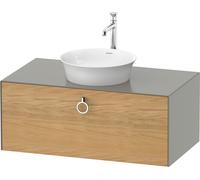 Duravit White Tulip, meuble sous-lavabo suspendu, largeur 1000 x profondeur 550mm, avec 1x coulissant, avec poignée, WT49810H592, Couleur: Corps : gris pierre soie mat, façade : chêne naturel massif