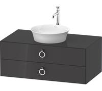 Duravit White Tulip, meuble sous-lavabo suspendu, largeur 1000 x profondeur 550mm, avec 2 tiroirs, avec poignée, WT49910H1H1, Couleur: Graphite brillant