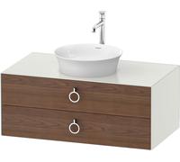 Duravit White Tulip, meuble sous-lavabo suspendu, largeur 1000 x profondeur 550mm, avec 2 tiroirs, avec poignée, WT499107736, Couleur: Carrosserie : Soie blanche mate, Façade : Noyer américain massif