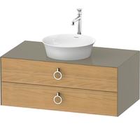 Duravit White Tulip, meuble sous-lavabo suspendu, largeur 1000 x profondeur 550mm, avec 2 tiroirs, avec poignée, WT49910H5H2, Couleur: Corps : gris pierre brillant, façade : chêne naturel massif