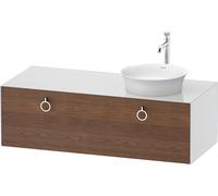 Duravit White Tulip, meuble sous-lavabo suspendu, largeur 1300 x profondeur 550mm, avec 1x coulissant, avec poignée, WT4982R7785, Couleur: Corps : Blanc brillant, Façade : Noyer américain massif