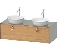 Duravit White Tulip, meuble sous-lavabo suspendu, largeur 1300 x profondeur 550mm, avec 1x coulissant, avec poignée, WT4983BH592, Couleur: Corps : gris pierre soie mat, façade : chêne naturel massif