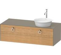 Duravit White Tulip, meuble sous-lavabo suspendu, largeur 1300 x profondeur 550mm, avec 1x coulissant, avec poignée, WT4982RH5H2, Couleur: Corps : gris pierre brillant, façade : chêne naturel massif