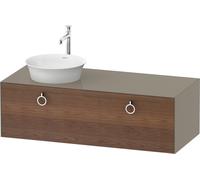 Duravit White Tulip, meuble sous-lavabo suspendu, largeur 1300 x profondeur 550mm, avec 1x coulissant, avec poignée, WT4982L77H2, Couleur: Corps : gris pierre brillant, façade : noyer américain massif