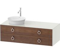 Duravit White Tulip, meuble sous-lavabo suspendu, largeur 1300 x profondeur 550mm, avec 2 tiroirs, avec poignée, WT4992L7736, Couleur: Carrosserie : Soie blanche mate, Façade : Noyer américain massif