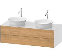 Duravit White Tulip, meuble sous-lavabo suspendu, largeur 1300 x profondeur 550mm, avec 2 tiroirs, avec technologie tip-on, WT4988BH585, Couleur: Corps : blanc brillant, façade : chêne nature massif