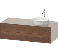 Duravit White Tulip, meuble sous-lavabo suspendu, largeur 1300 x profondeur 550mm, avec 2 tiroirs, avec technologie tip-on, WT4987R7760, Couleur: Corps : Taupe silk mat, façade : noyer américain massi
