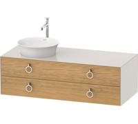 Duravit White Tulip, meuble sous-lavabo suspendu, largeur 1300 x profondeur 550mm, avec 2 tiroirs, avec poignée, WT4992LH539, Couleur: Corps : blanc nordique satiné, façade : chêne naturel massif