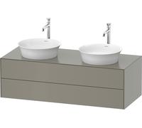 Duravit -vasque White Tulip WT4988B9292 130 x 55 cm, gris pierre satiné satiné, 2000 , 2 tiroirs, plaque console match1, vasque des deux côtés