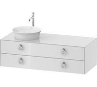Duravit Meuble sous-vasque Tulip blanc WT4992L8585 130 x 55 cm, Weiß Hochglanz , suspendu, 2 tiroirs avec poignée, vasque à gauche