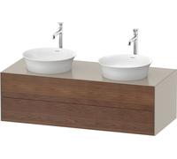 Duravit White Tulip, meuble sous-lavabo suspendu, largeur 1300 x profondeur 550mm, avec 2 tiroirs, avec technologie tip-on, WT4988B7760, Couleur: Corps : Taupe silk mat, façade : noyer américain massi