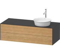 Duravit White Tulip, meuble sous-lavabo suspendu, largeur 1300 x profondeur 550mm, avec 2 tiroirs, avec technologie tip-on, WT4987RH5H1, Couleur: Corps : graphite brillant, façade : chêne nature massi