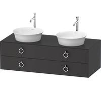 Duravit White Tulip, meuble sous-lavabo suspendu, largeur 1300 x profondeur 550mm, avec 2 tiroirs, avec poignée, WT4993B5858, Couleur: Satin graphite