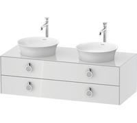 Duravit Meuble sous-vasque White Tulip WT4993B8585 130 x 55 cm, Weiß Hochglanz , suspendu, 2 tiroirs avec poignées, vasque des deux côtés
