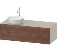 Duravit White Tulip, meuble sous-lavabo suspendu, largeur 1300 x profondeur 550mm, avec 2 tiroirs, avec technologie tip-on, WT4987L7760, Couleur: Corps : Taupe silk mat, façade : noyer américain massi