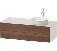 Duravit White Tulip, meuble sous-lavabo suspendu, largeur 1300 x profondeur 550mm, avec 2 tiroirs, avec technologie tip-on, WT4987R7739, Couleur: Corps : satiné blanc nordique, façade : noyer américai