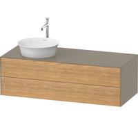 Duravit White Tulip, meuble sous-lavabo suspendu, largeur 1300 x profondeur 550mm, avec 2 tiroirs, avec technologie tip-on, WT4987LH5H2, Couleur: Corps : gris pierre brillant, façade : chêne naturel m